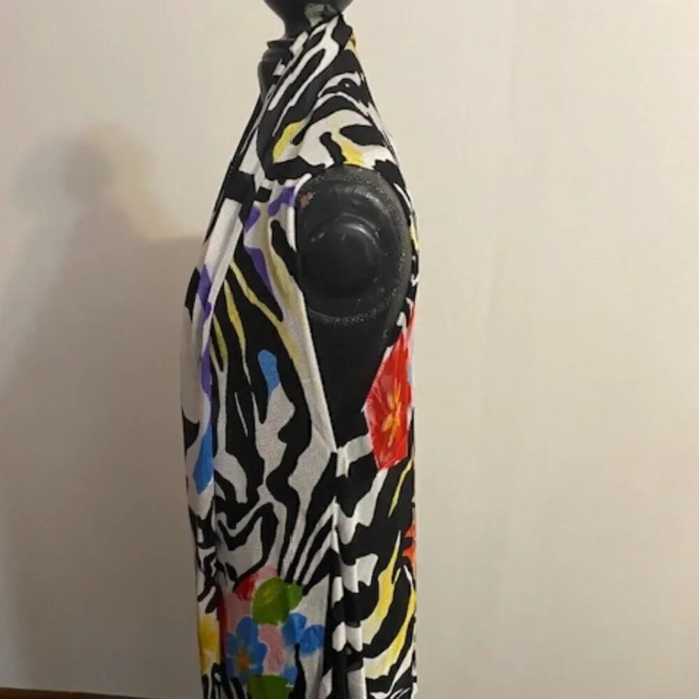 Adore multi-color Floral sleeveless open cardigan, size M - Picture 2 of 6